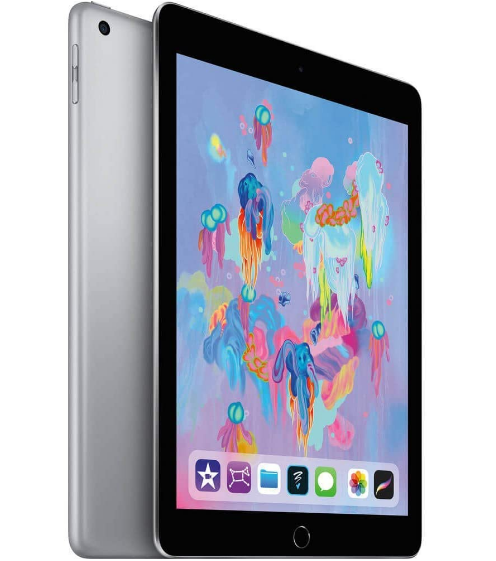 Apple iPad 6 with WiFi, 128GB, Space Gray (2018 Model) (Renewed)